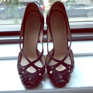 Christian Louboutin black leather stud heels. Used